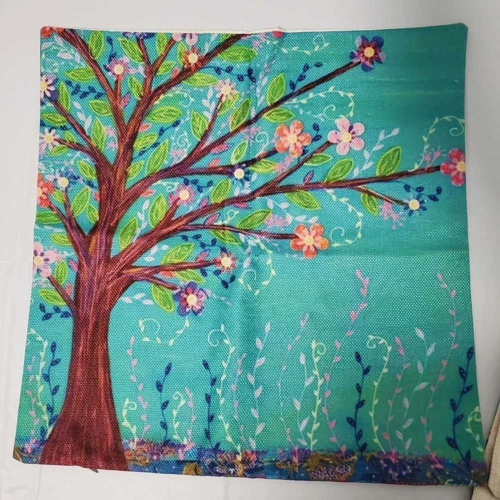 Sascalia Sunshine Pillow Cover Bohemian Art Print 17 x 17 Zippered Cushion Cover